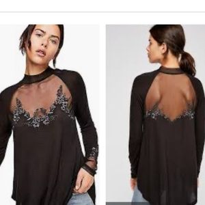 Free People Saheli Embroidered Mesh Top